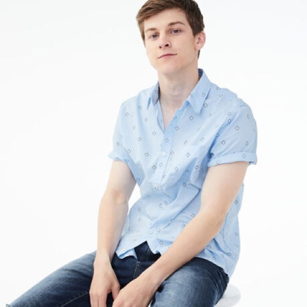 ✨HP✨Diamond-Pattern Button-Down Shirt✨ - Picture 2 of 7